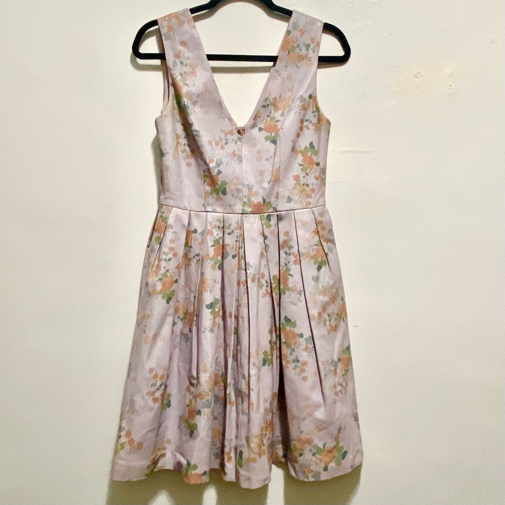 Zac Posen Light Purple Floral Leather Pleated Dress - Picture 4 of 7